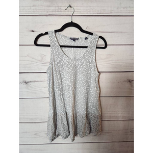 Tommy Hilfiger Womens Blouse White Gray Star Print Sleeveless Scoop Neck M